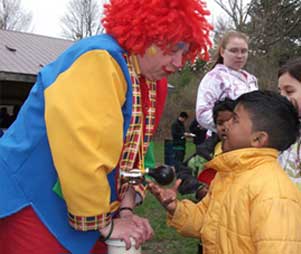 Kids enjoy fun interaction with Rosie the Clown
