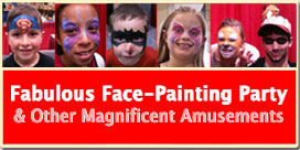 Face-painting as done by Rosie the Clown and her amazing team of artists.