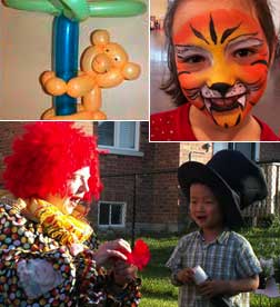 photos of animal balloon, face-painting and toddlers
