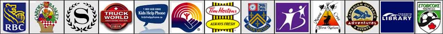 Logos of companies and groups for whom Rosie the Clown has entertained