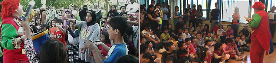 Rosie the Clown's show for crowds of kids