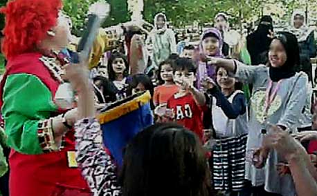 Rosie the Clown's show for crowds of kids